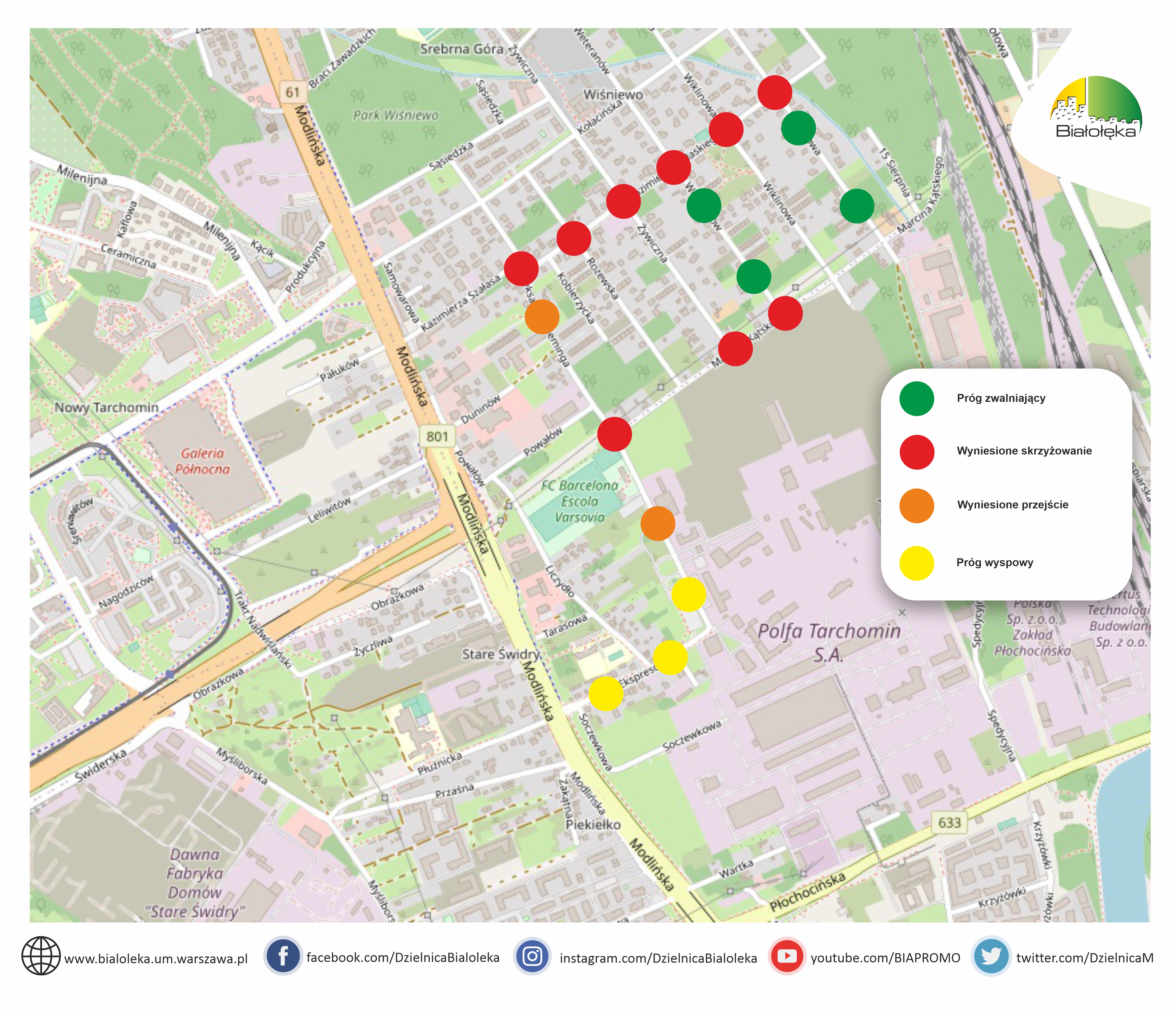 mapa z zaznaczonymi miejscami przebudowy ulic na osiedlu Wiśniewo